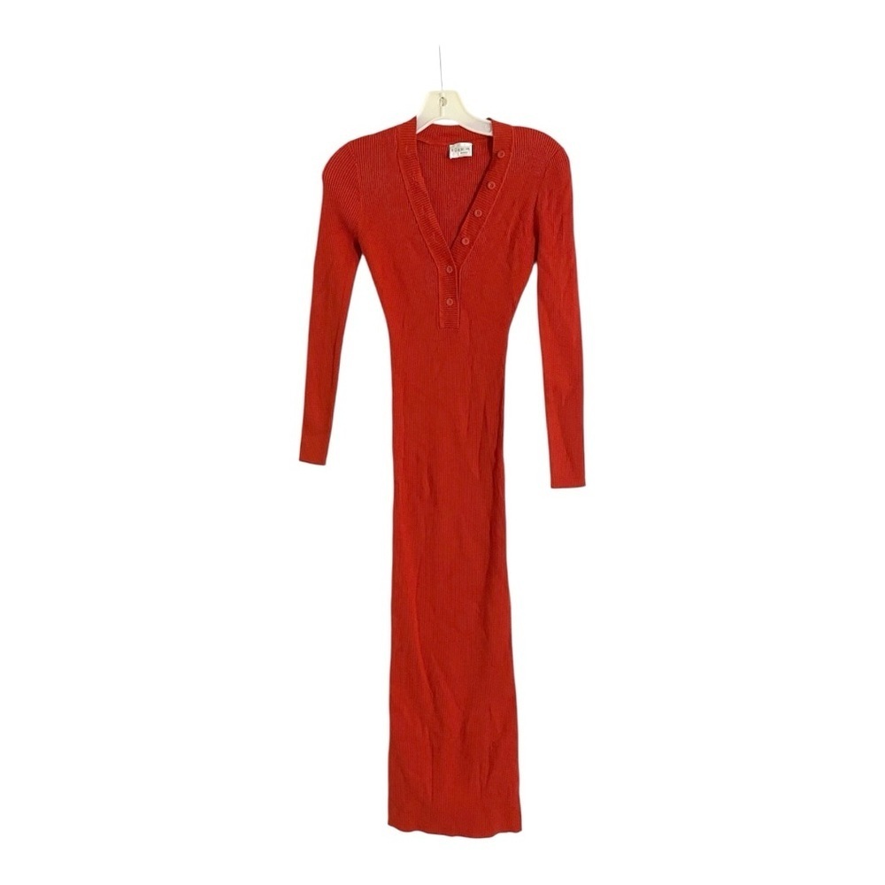 ROAM Cordoba Midi Dress Long Sleeve Sweater Sheath in Red Rib Knit Size XS - Picture 6 of 10